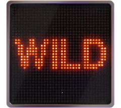Wild-Symbol im 'Autobahn Automat' Slot zeigt dunkles Schild mit 'WILD' in roten Pixeln.