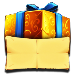 Goldenes Geschenk mit Etikett als Spezialsymbol von Reel Reindeer.