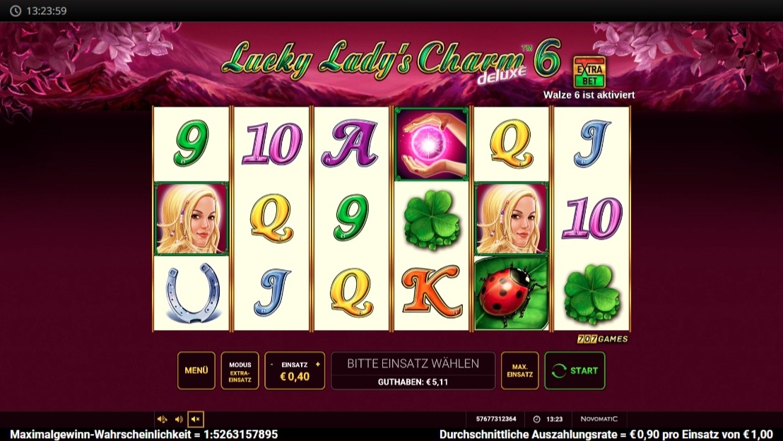 Lucky Lady&rsquo;s Charm deluxe 10: pinkes Slotspiel mit Gl&uuml;ckssymbolen