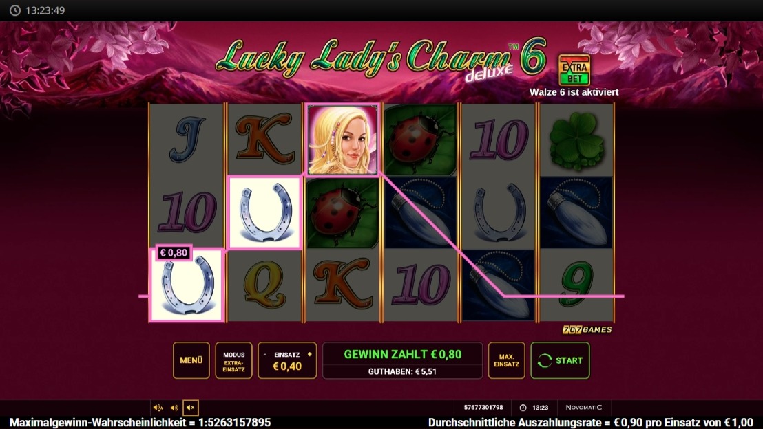 Lucky Lady&rsquo;s Charm deluxe 10: pinkes Slotspiel mit Gewinnlinie und Lady