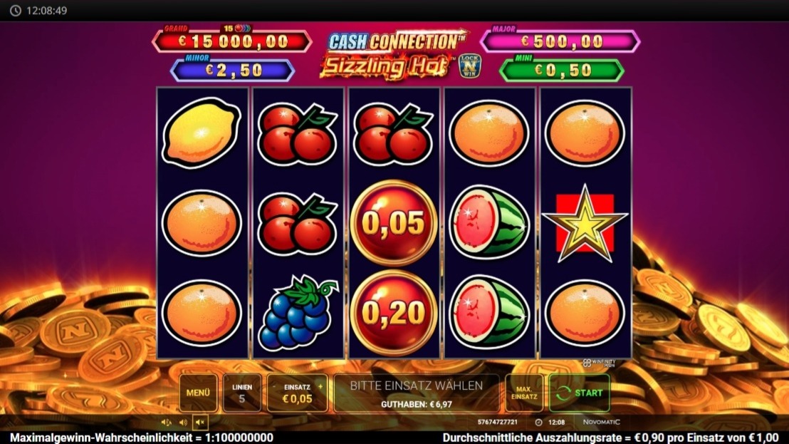 Cash Connection Sizzling Hot: Frucht-Slotspiel mit Kirschen und Stern