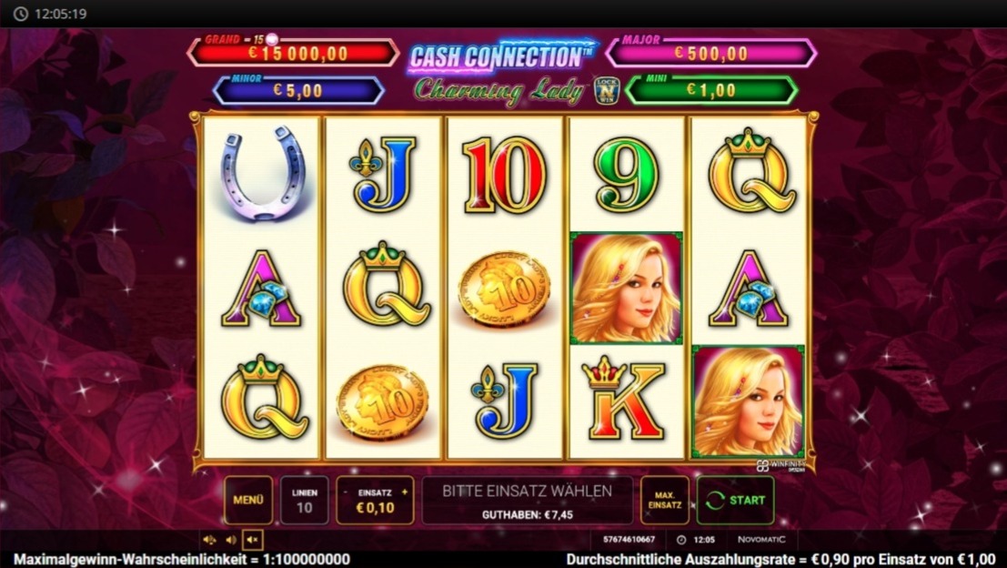 Cash Connection Charming Lady: pinkes Slotspiel mit Frau und Goldm&uuml;nzen