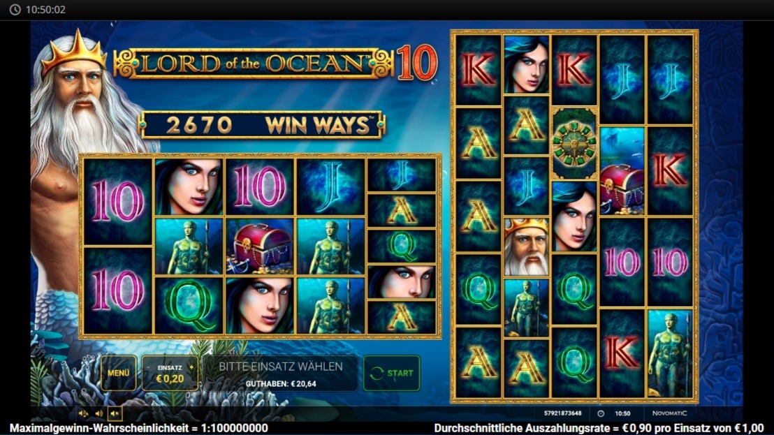 Lord of the Ocean 10 Win Ways: Slotspiel mit Meerjungfrau