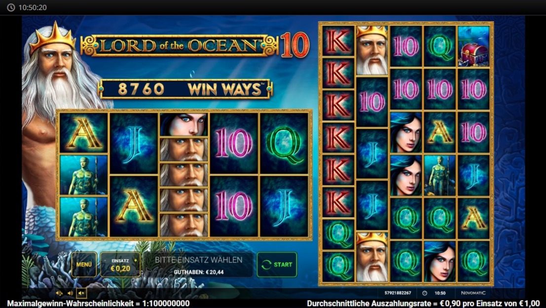 Lord of the Ocean 10 Win Ways: Slotspiel mit Meeresgott und Karten