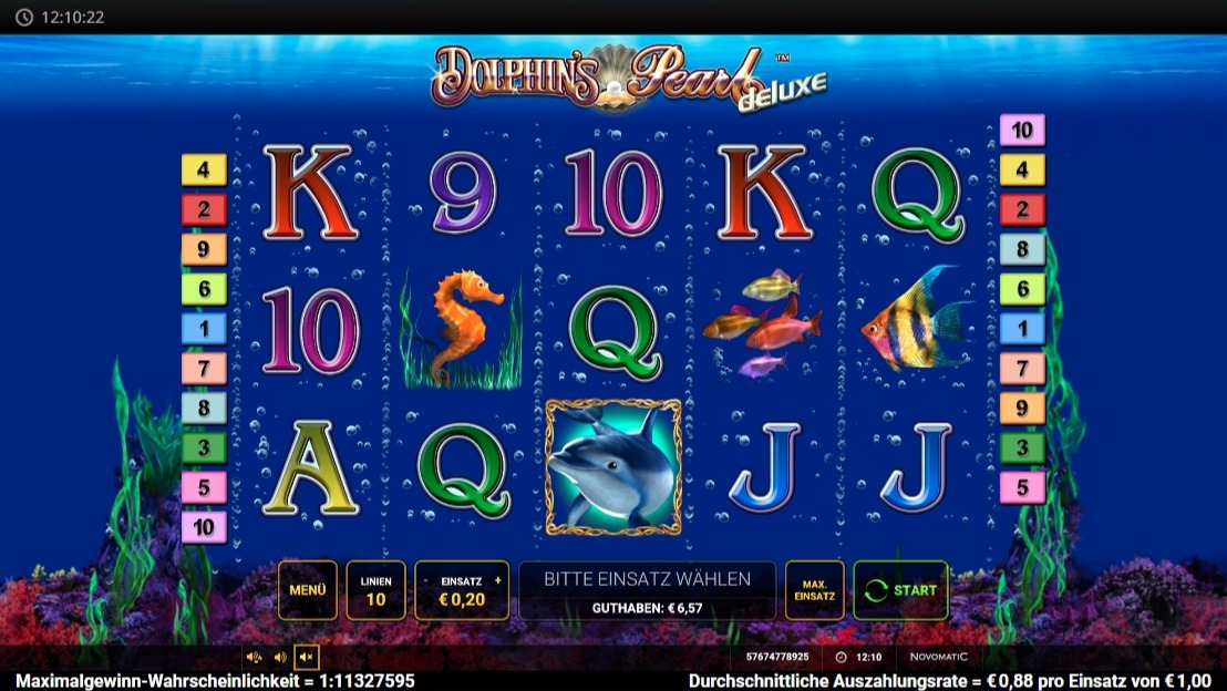 Dolphin's Pearl deluxe: blaues Unterwasser-Slotspiel mit Delfin