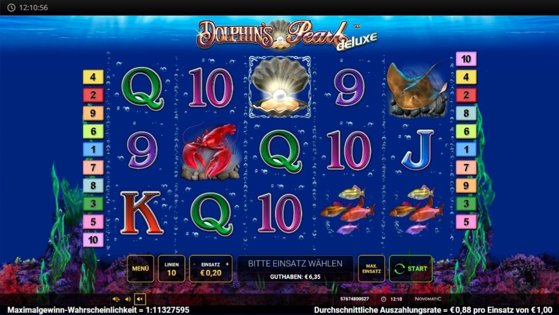 Dolphin's Pearl deluxe: blaues Unterwasser-Slotspiel mit Perle