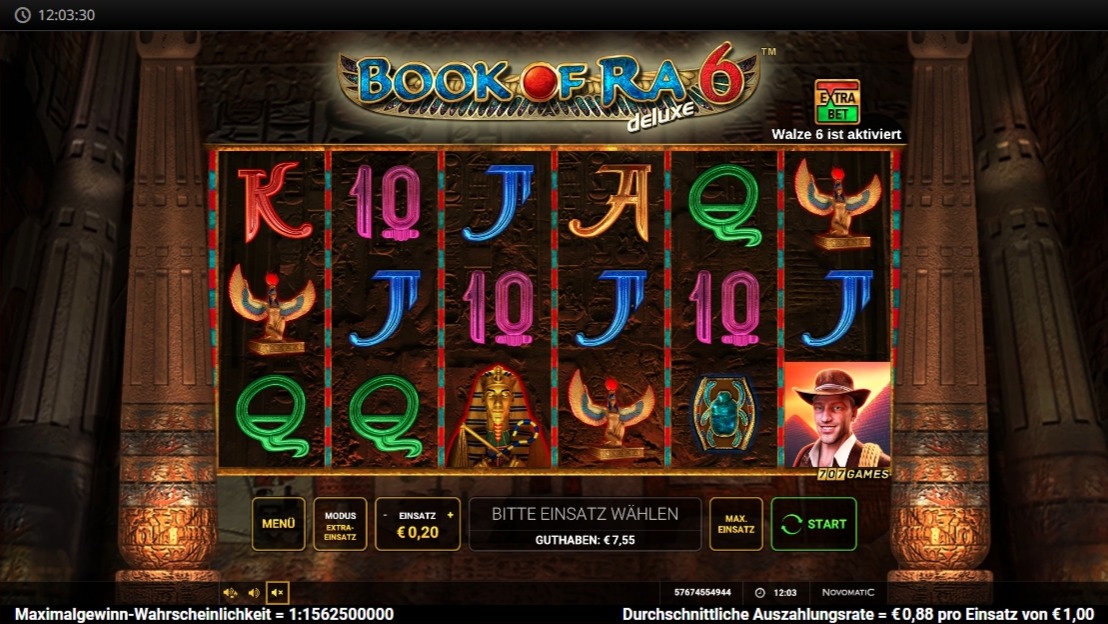 Book of Ra deluxe 6: dunkles W&uuml;sten-Slotspiel mit Pharao und Symbolen