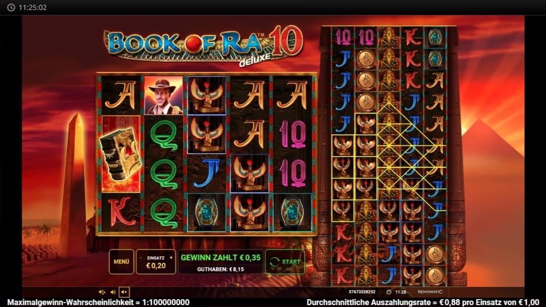 Book of Ra deluxe 10: rotes W&uuml;sten-Slotspiel mit Buchsymbol