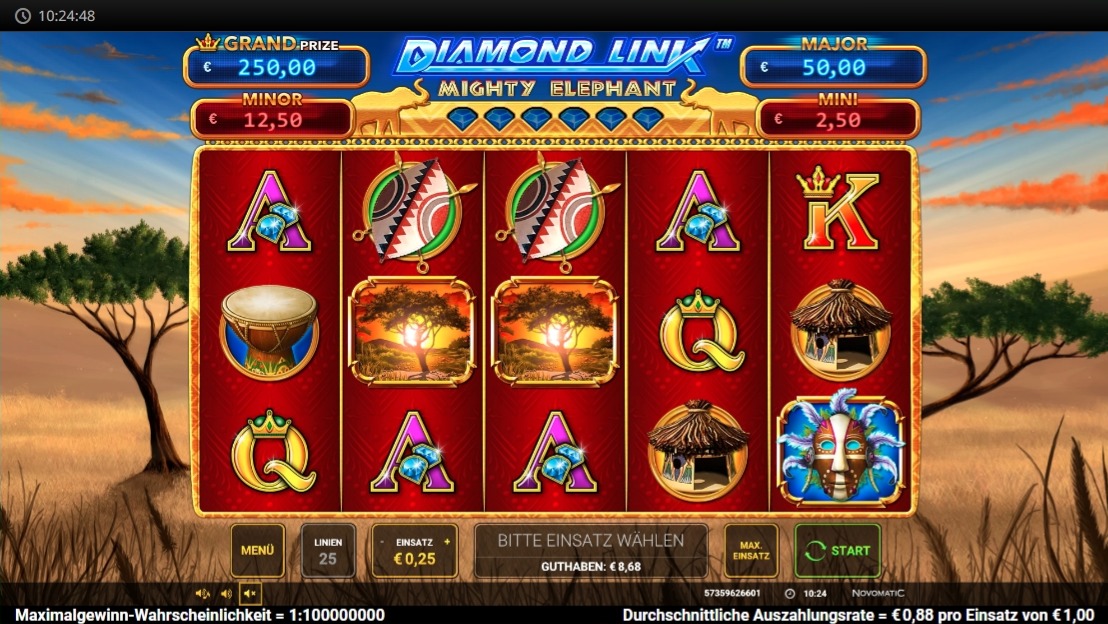 Diamond Link Mighty Elephant: Slotspiel mit Symbolen