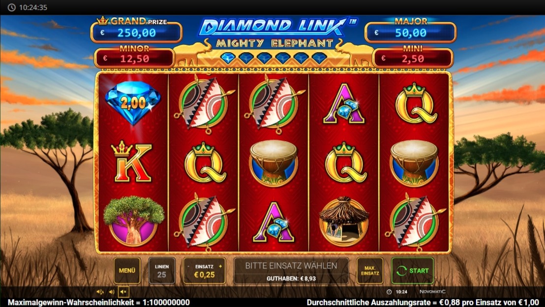 Diamond Link Mighty Elephant: Slotspiel mit Diamant und Symbolen