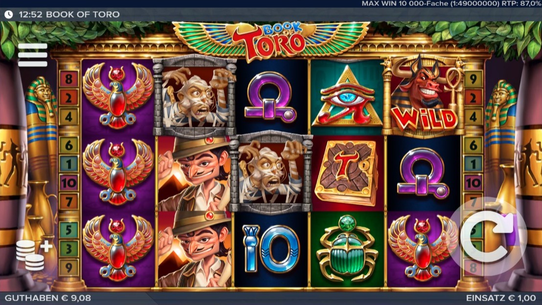 Book of Toro: Slotspiel im &Auml;gypten-Stil mit Symbolen und Wilds