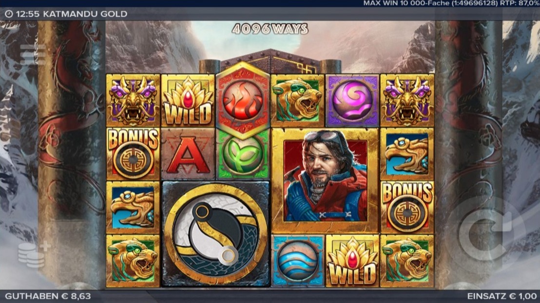 Katmandu Gold: Slotspiel mit Abenteurer, Wild- und Bonus-Symbolen