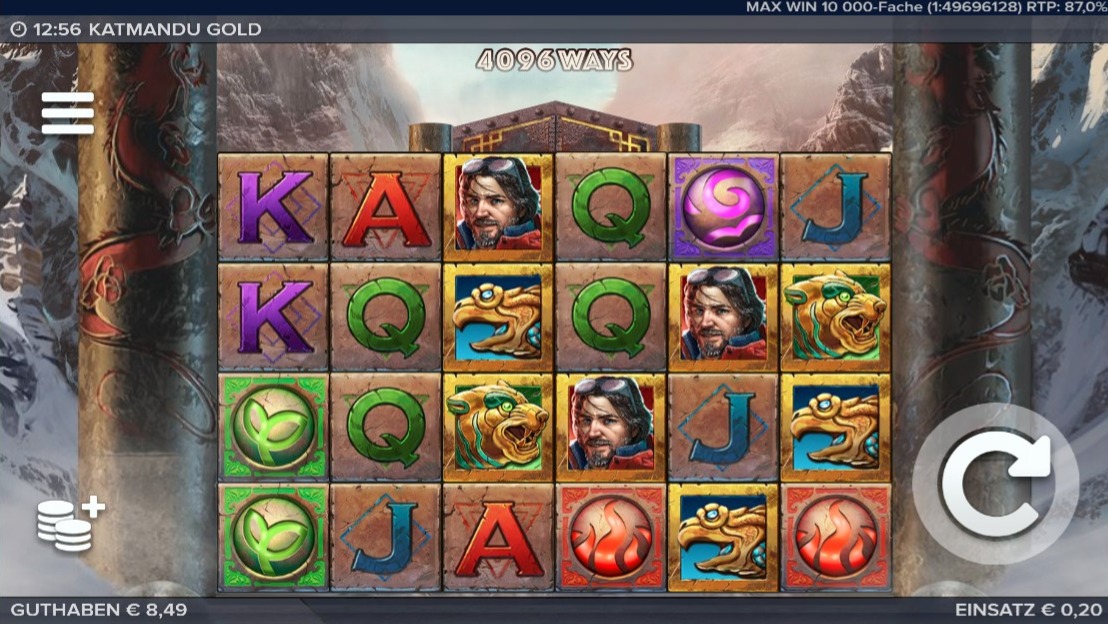 Katmandu Gold: Slotspiel mit Abenteurer, Symbolkacheln und Figuren