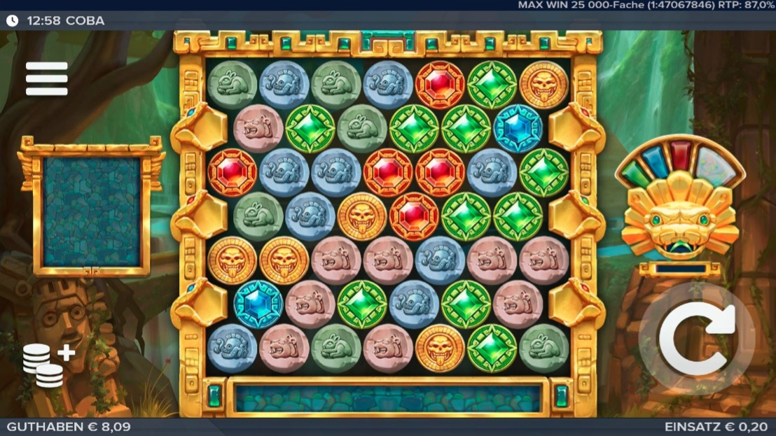Coba: Slotspiel mit bunten Symbolen im Maya-Tempel-Stil