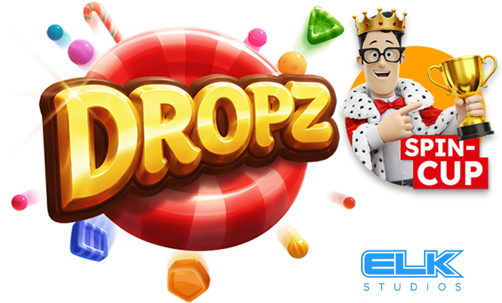 Spiellogo Dropz mit Spin-Cup-St&ouml;rer