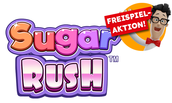 Logo Sugar Rush mit Freispielaktion St&ouml;rer