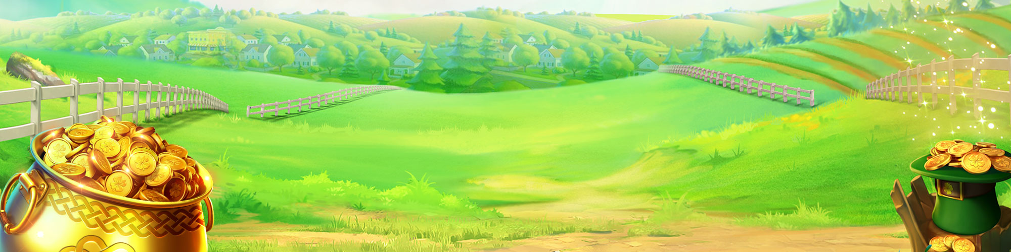 Gr&uuml;ne H&uuml;gellandschaft mit Z&auml;unen und Goldt&ouml;pfen