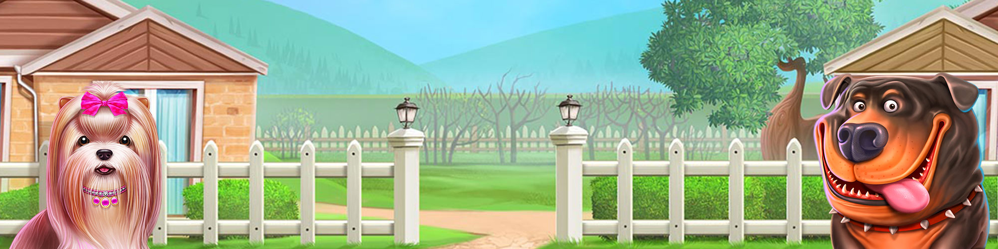 Gartenszenerie mit zwei Hunden