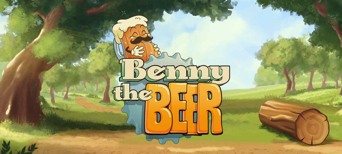 ogo von Benny the Beer vor einer Waldlandschaft.