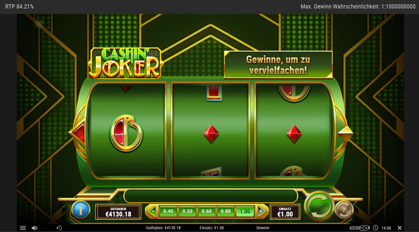 Cashin&acute;-Joker-Slot mit gr&uuml;ner Walze und roten Rauten.