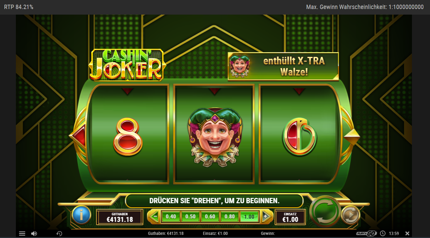 Cashin&acute;-Joker-Slot mit Joker‑Symbol und Zahl 8.
