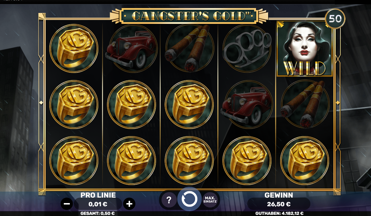 Gangster&rsquo;s‑Gold‑Slot mit Goldringen und Mega-Win auf 5 Walzen