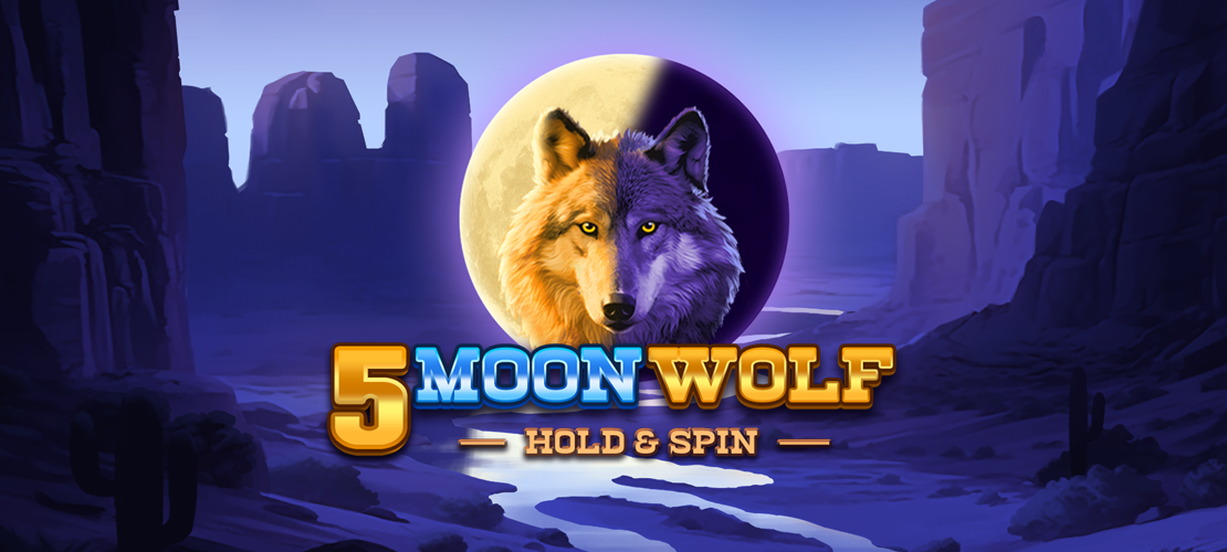Spielgrafik von '5 Moon Wolf' mit Wolf und Vollmond.