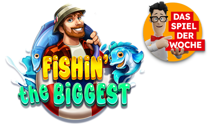 Spiellogo Fishin' the Biggest mit Spiel der Woche St&ouml;rer