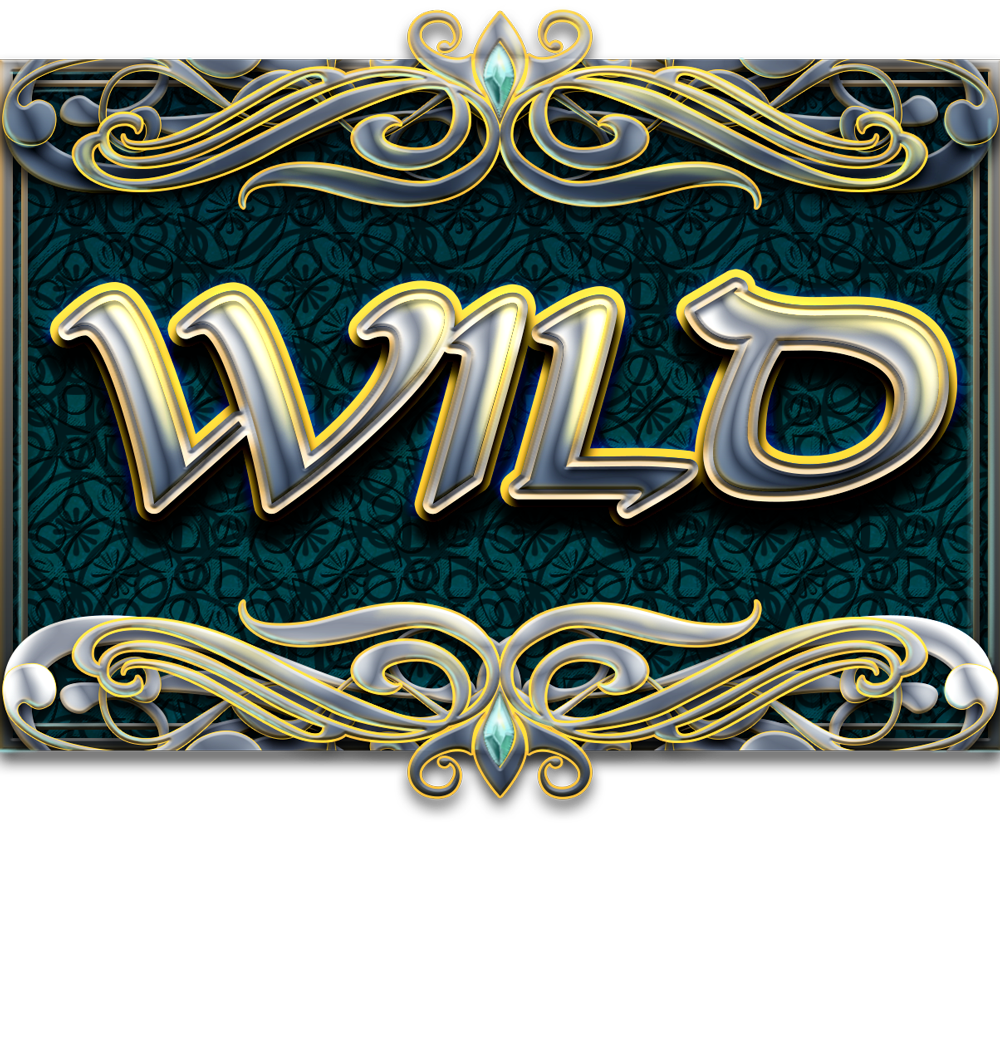 Das Wild-Symbol von 40 Thieves mit dem silbernen Schriftzug "Wild"