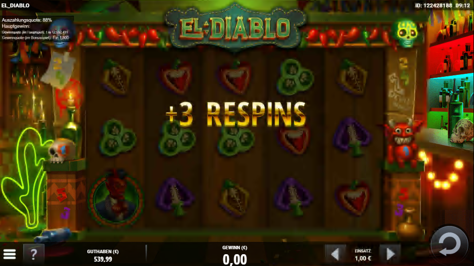 El-Diablo-Slot mit Respins in goldener Schrift..