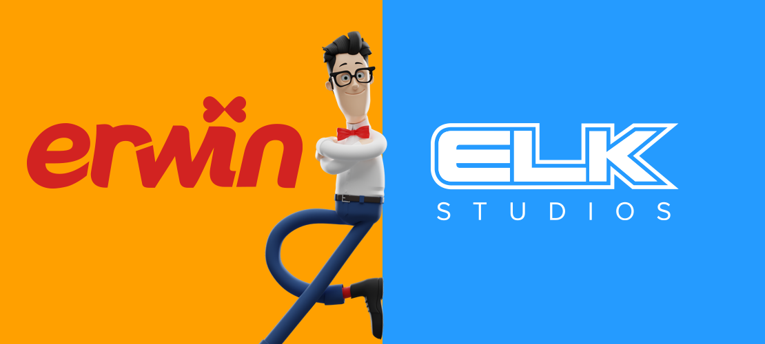 erwin und Elk Studios Logos nebeneinander.