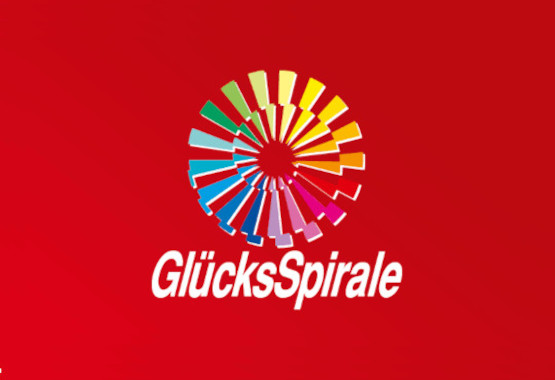 GlücksSpirale-Logo auf rotem Hintergrund