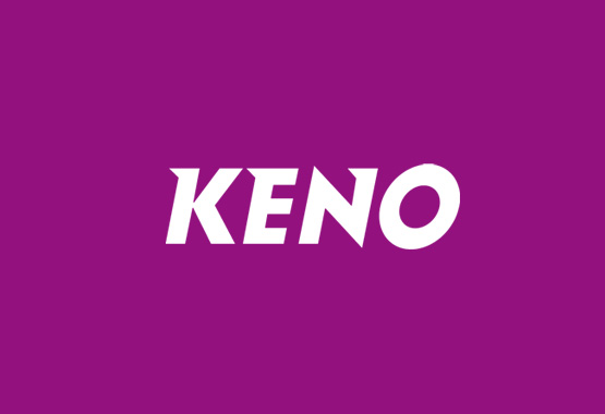 KENO-Logo auf violettem Hintergrund
