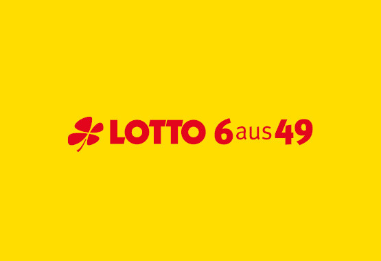 LOTTO 6aus49-Logo auf gelbem Hintergrund
