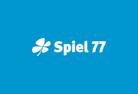 Spiel 77-Logo auf blauem Hintergrund