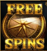Symbol mit Kompass und Text Free Spins