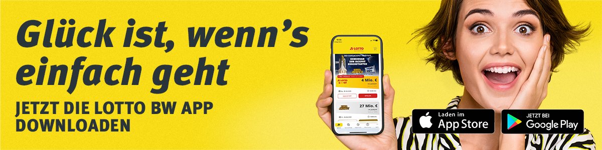 Lotto BW App f&uuml;r Android und iOS: jetzt downloaden. Gl&uuml;ck ist, wenn&acute;s einfach geht.