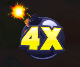 x-Bombe mit leuchtendem Z&uuml;nder, steht f&uuml;r einen vierfachen Multiplikator im Spiel.