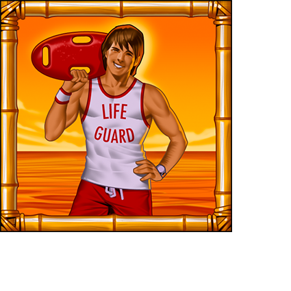 Abbildung des Wild-Symbols von Caribbean Holidays in Form eines männlichem Life-Guards