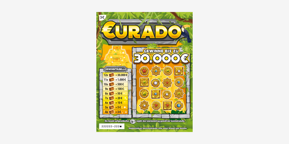 Rubbellos Eurado - Gewinne bis zu 30.000 €.