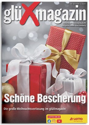 Cover gl&uuml;Xmagazin Nr. 50 mit festlich verpackten Weihnachtsgeschenken