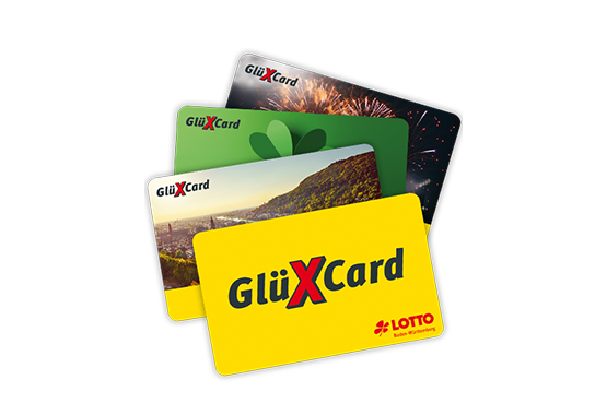 Kundenkarte Gl&uuml;xcard mit Lottoschein und Stift.