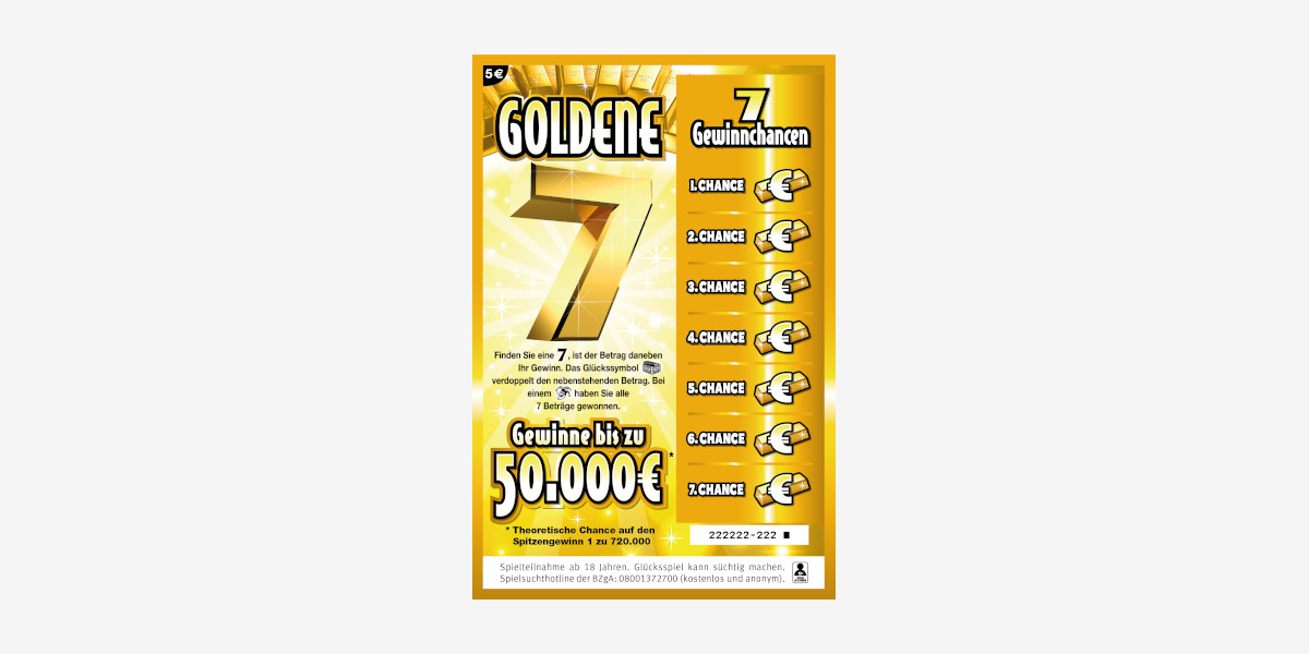 Rubbellos Goldene 7 - Gewinne bis zu 50.000 €