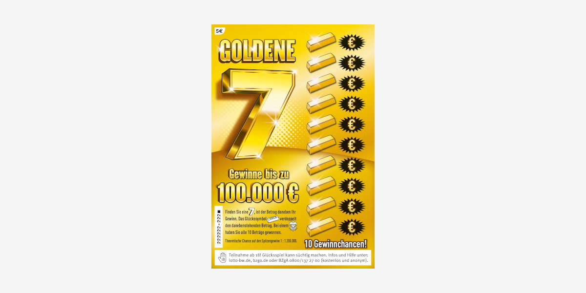 Rubbellos Goldene 7 BSL - Gewinne bis zu 100.000 €