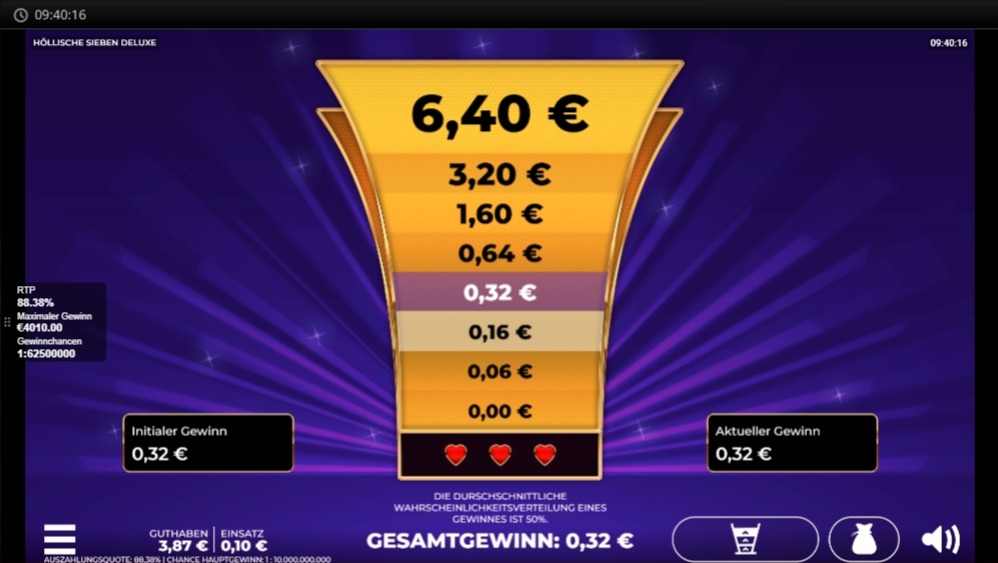 Bonusleiter in H&ouml;llische Sieben Deluxe mit gestapelten Gewinnstufen