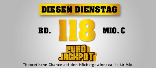  Rund 118 Millionen Euro im Jackpot beim Eurojackpot