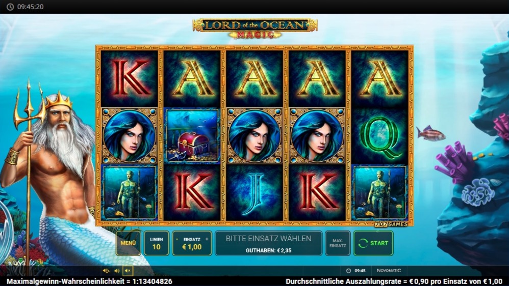 Lord of the Ocean Magic mit Meeresgott und Unterwasser-Symbolen