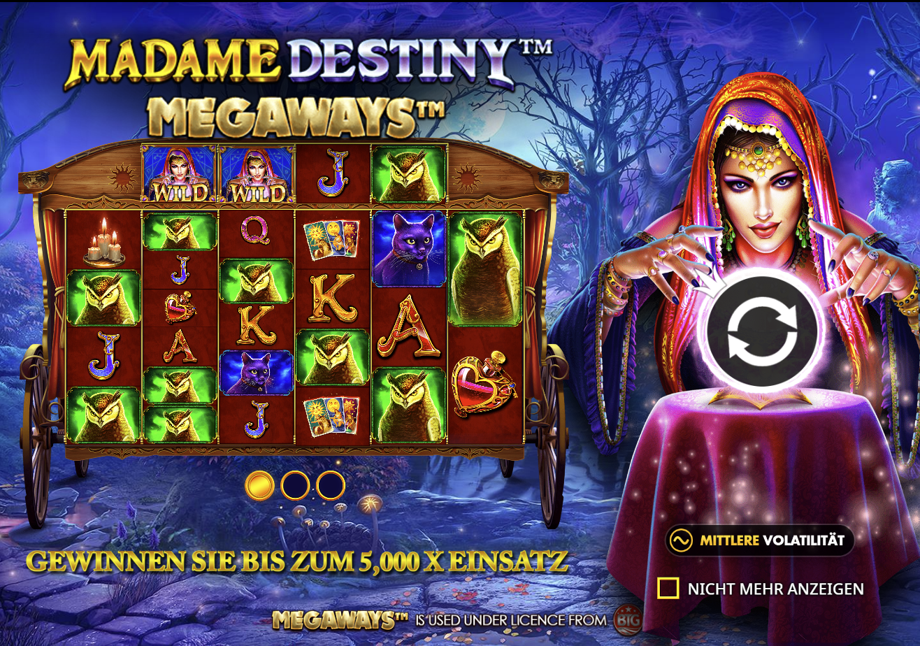 Madame Destiny Megaways Startbildschirm