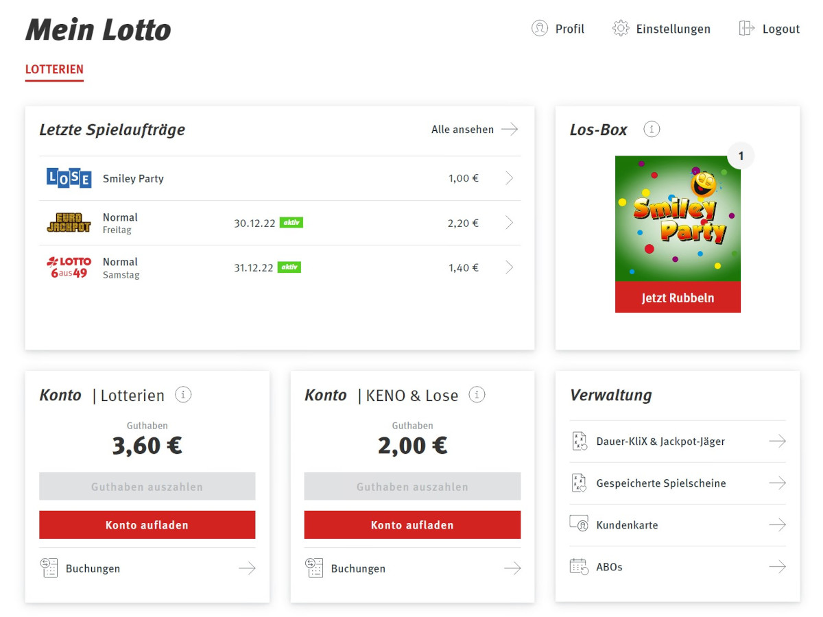 Mein Lotto - Übersicht