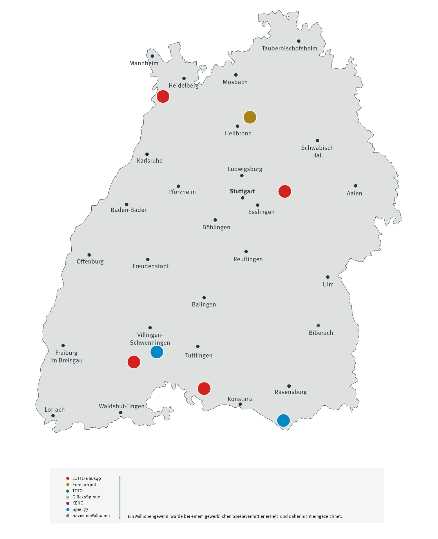 Landkarte mit Millionengewinnen in Baden-W&uuml;rttemberg 2026